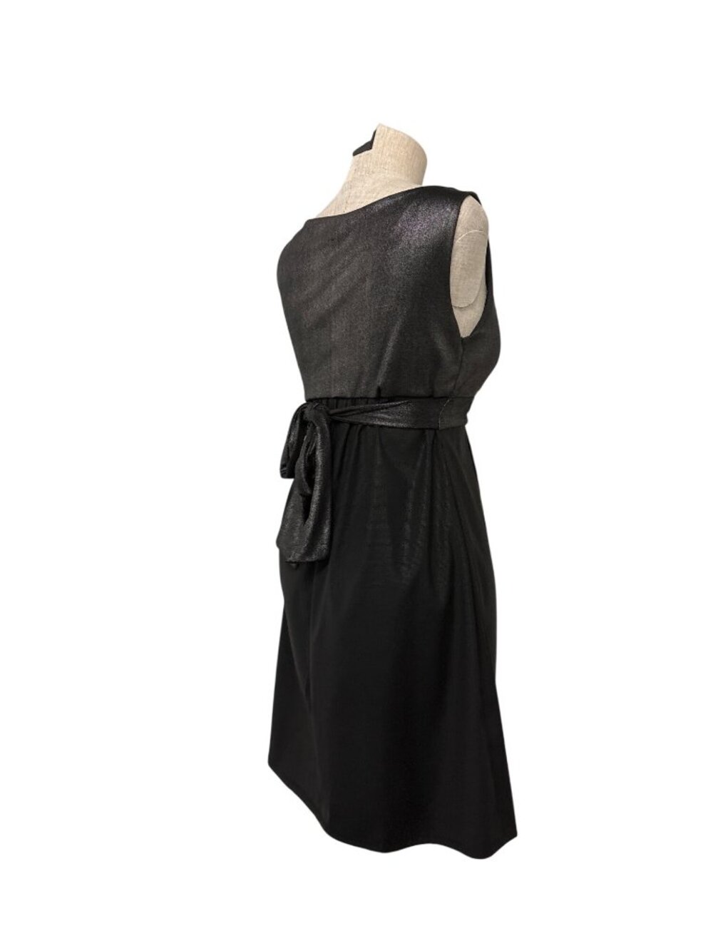 Max Rave Black Metallic Silver Empire Waist Dress With Tie-Back Design Size S - Picture 8 of 11